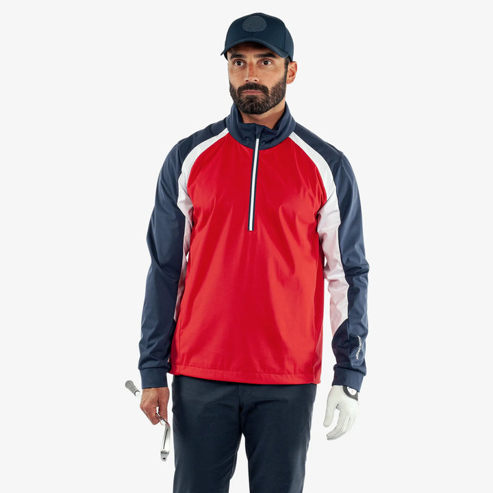 Laurent is a Windproof and water repellent golf jacket for Men in the color Red/Navy(1)