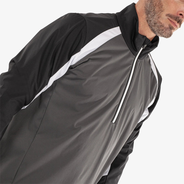 Laurent is a Windproof and water repellent golf jacket for Men in the color Forged Iron/Black (3)