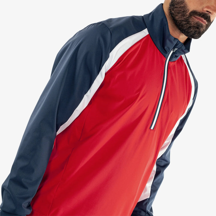 Laurent is a Windproof and water repellent golf jacket for Men in the color Red/Navy(3)