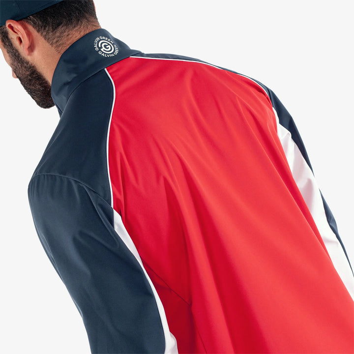 Laurent is a Windproof and water repellent golf jacket for Men in the color Red/Navy(5)