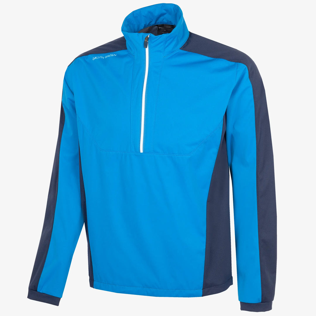 Lawrence is a Windproof and water repellent golf jacket for Men in the color Blue/Navy/White(0)