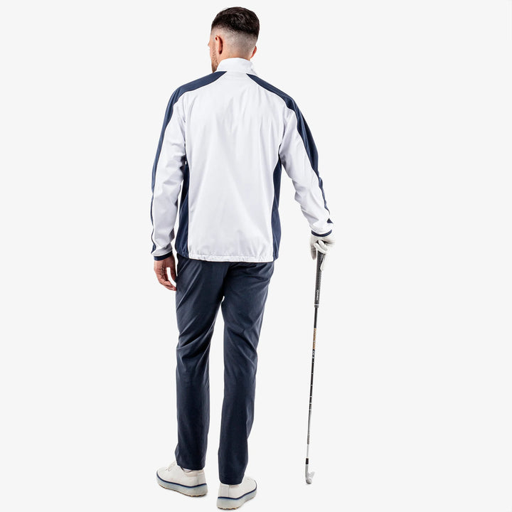 Lawrence is a Windproof and water repellent golf jacket for Men in the color White/Navy/Orange(8)