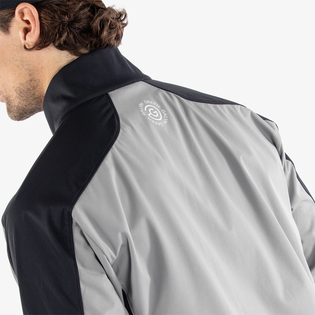 Lawrence is a Windproof and water repellent golf jacket for Men in the color Sharkskin/Black/Sunny Lime(5)