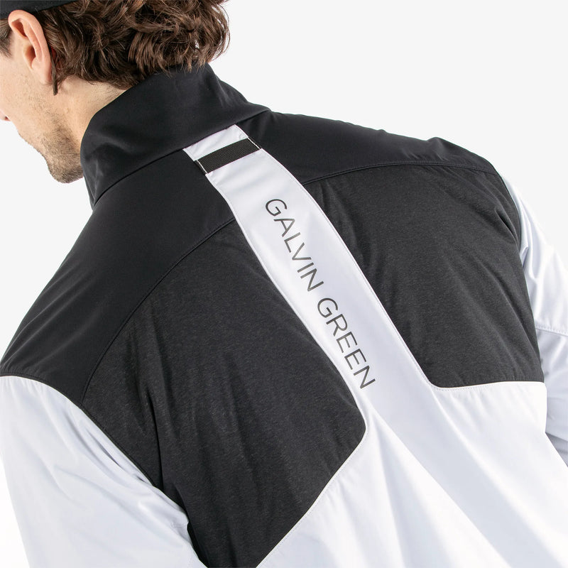 Layton is a Windproof and water repellent golf jacket for Men in the color White/Black(6)