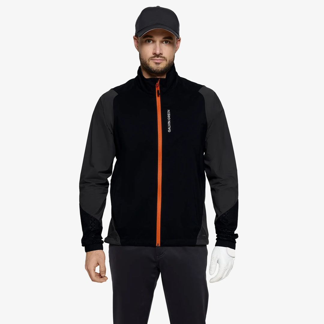 Leandro is a Windproof and water repellent golf jacket for Men in the color Black/Forged Iron(1)