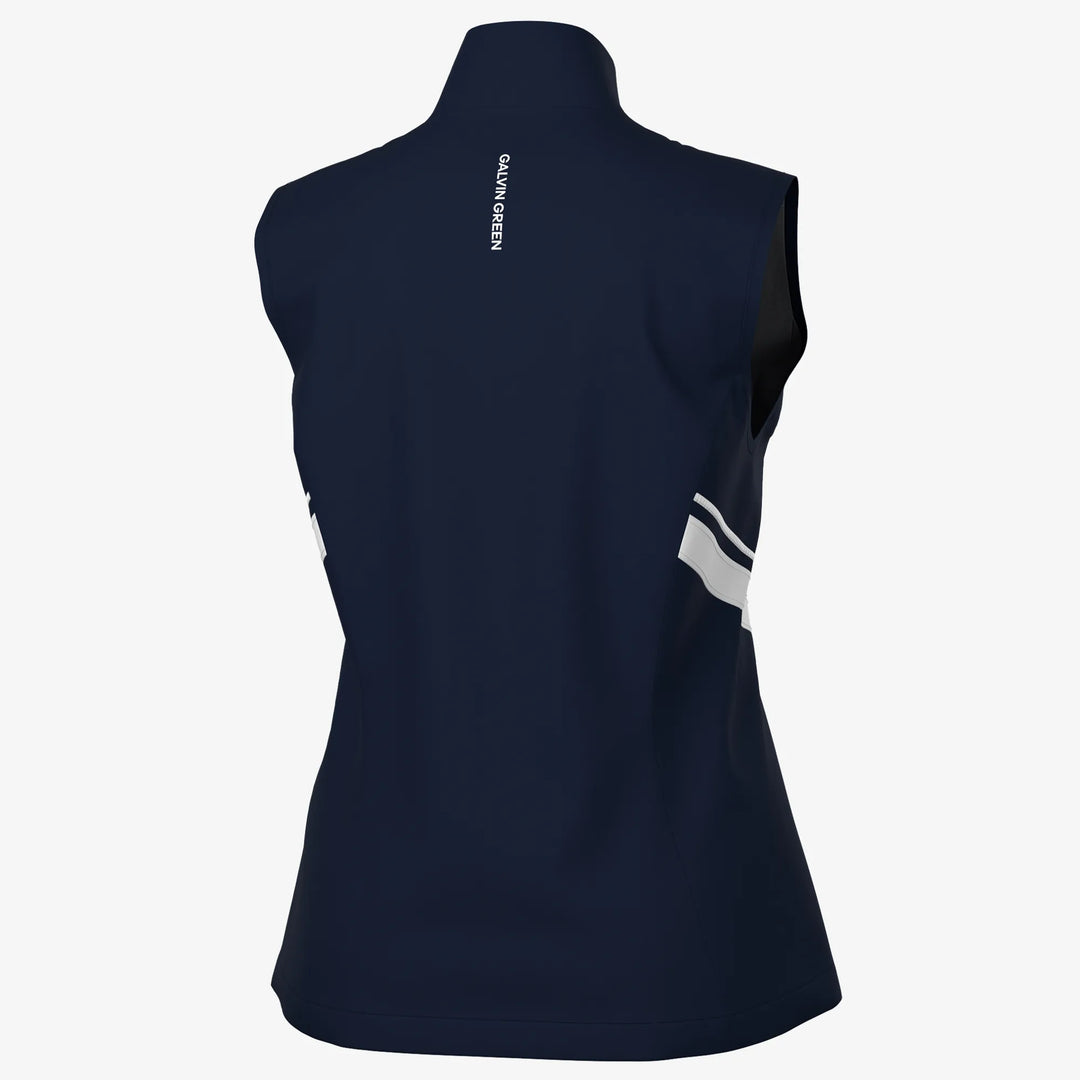 Lea is a Windproof and water repellent golf vest for Women in the color Navy/White(8)