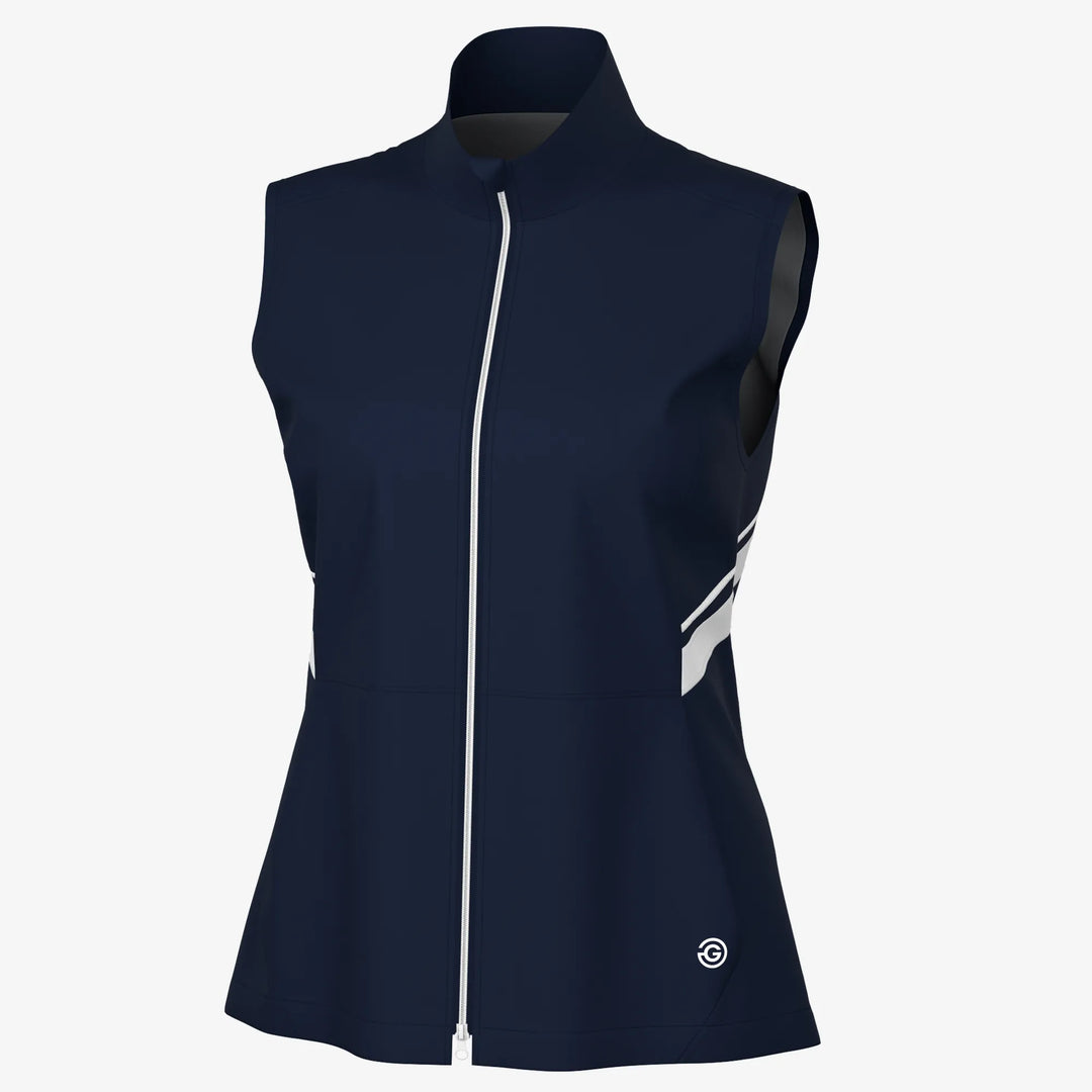 Lea is a Windproof and water repellent golf vest for Women in the color Navy/White(0)