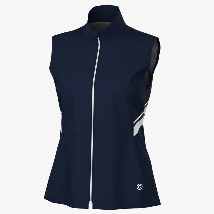 Lea is a Windproof and water repellent golf vest for Women in the color Navy/White(0)