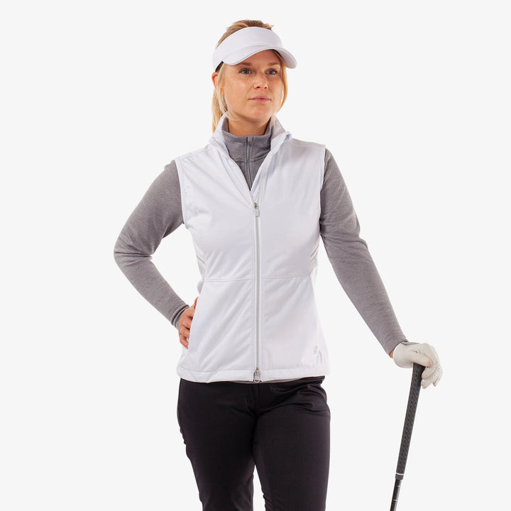 Lea is a Windproof and water repellent golf vest for Women in the color White/Cool Grey(1)
