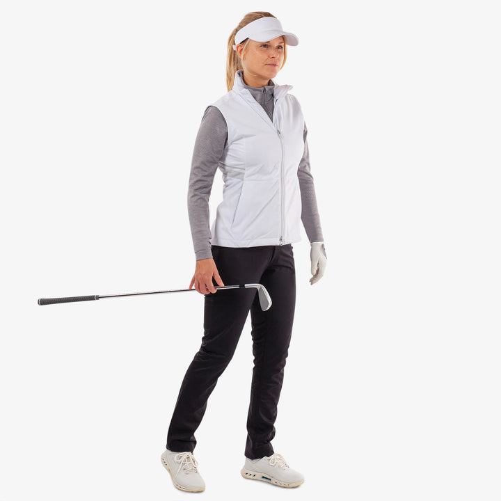 Lea is a Windproof and water repellent golf vest for Women in the color White/Cool Grey(2)