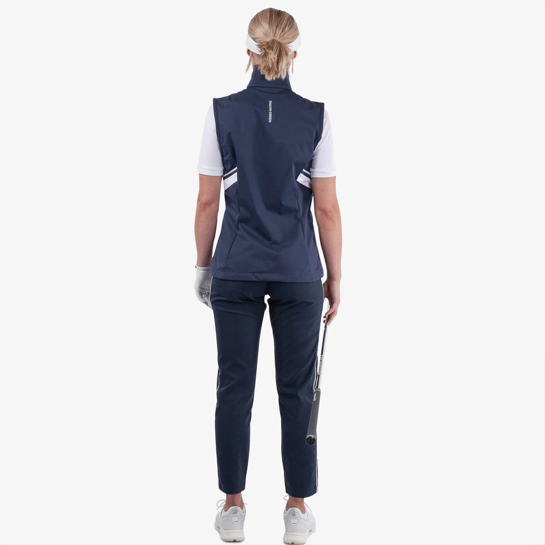 Lea is a Windproof and water repellent golf vest for Women in the color Navy/White(7)