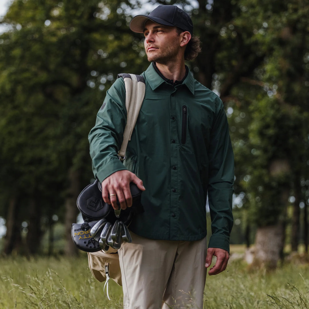 Legend is a Windproof and water repellent golf shirt for Men in the color Jungle Green(7)