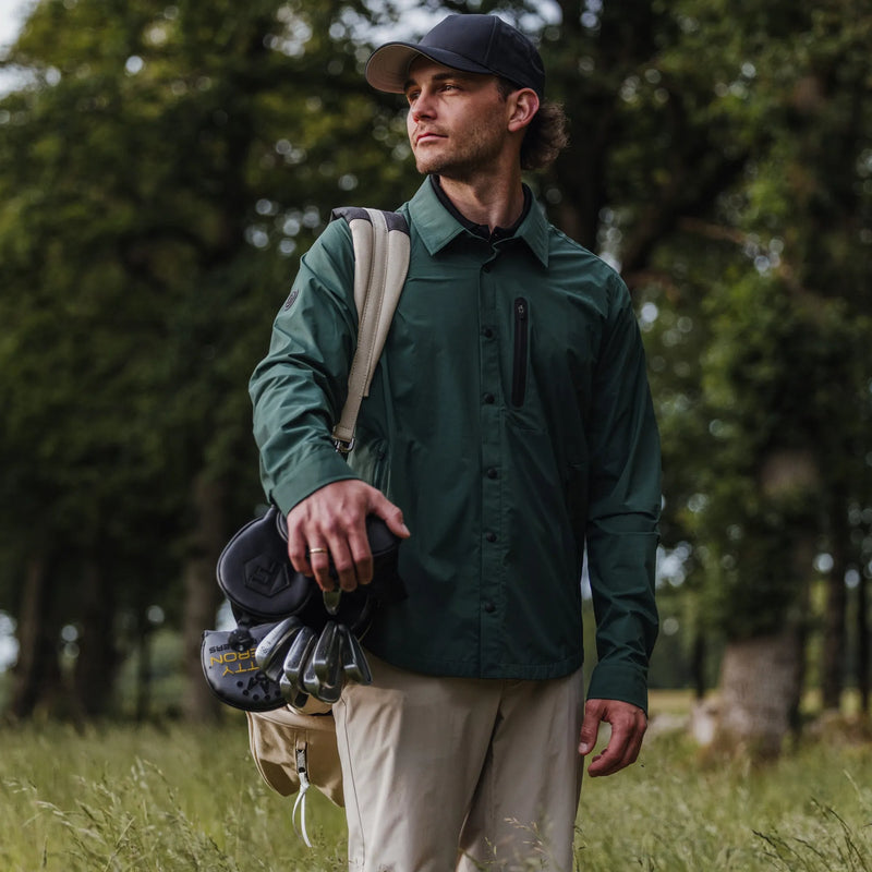 Legend is a Windproof and water repellent golf shirt for Men in the color Jungle Green(7)