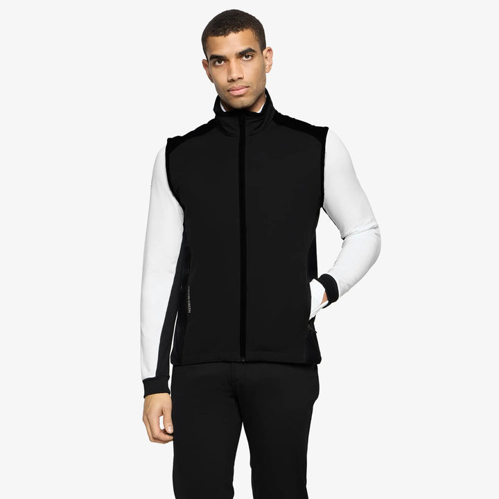 Leo is a Windproof and water repellent golf vest for Men in the color Black(1)