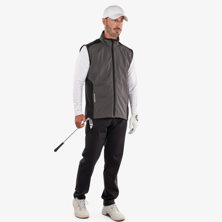 Leo is a Windproof and water repellent golf vest for Men in the color Forged Iron/Black (2)