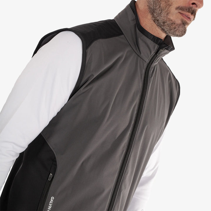 Leo is a Windproof and water repellent golf vest for Men in the color Forged Iron/Black (3)