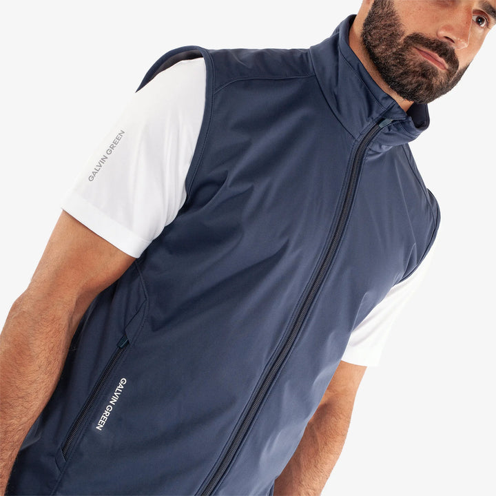 Leo is a Windproof and water repellent golf vest for Men in the color Navy(3)
