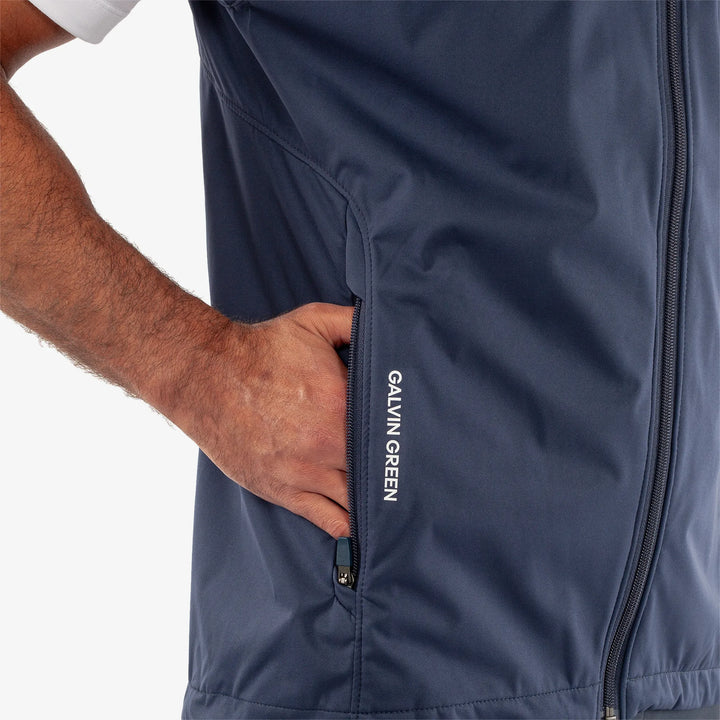 Leo is a Windproof and water repellent golf vest for Men in the color Navy(4)