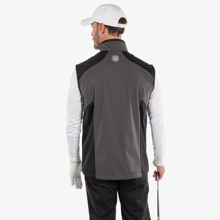 Leo is a Windproof and water repellent golf vest for Men in the color Forged Iron/Black (5)