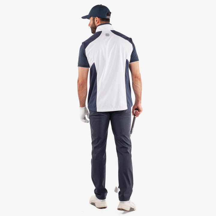 Leo is a Windproof and water repellent golf vest for Men in the color White/Navy(7)