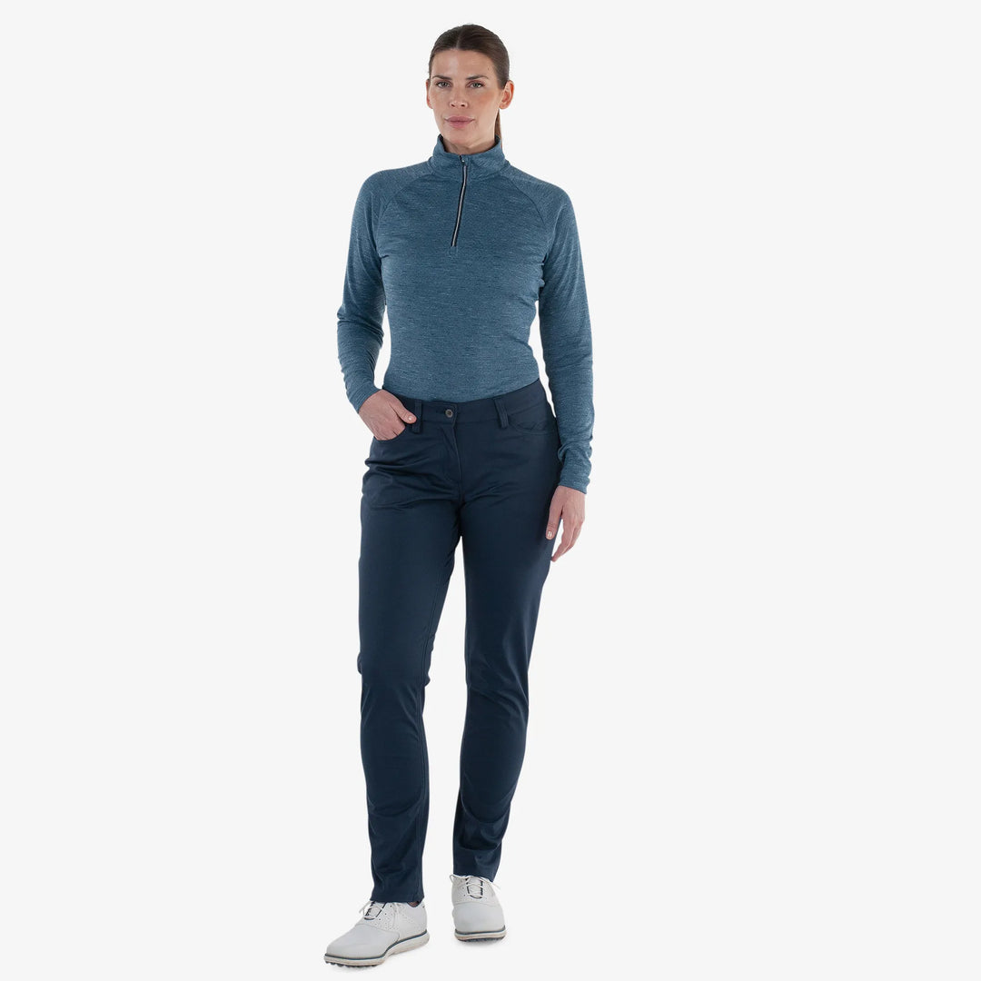 Levana is a Windproof and water repellent golf pants for Women in the color Navy(2)