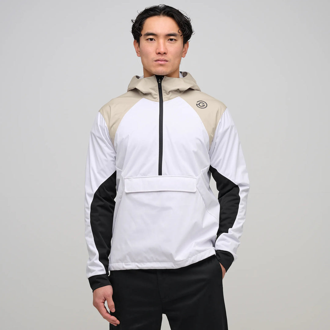 Linden is a Hooded Golf Windbreaker for Men in the color White/Sand(1)