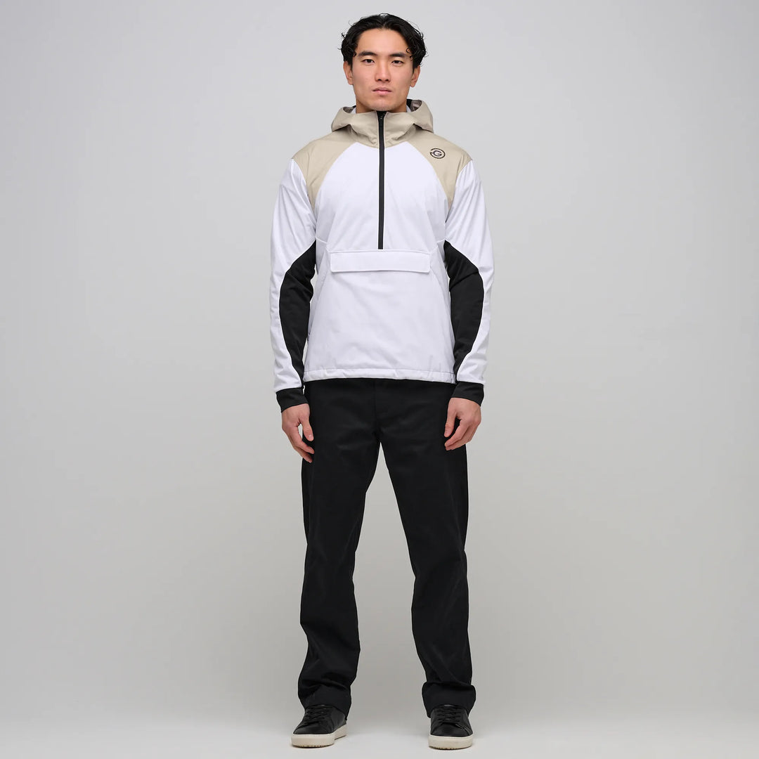 Linden is a Hooded Golf Windbreaker for Men in the color White/Sand(2)