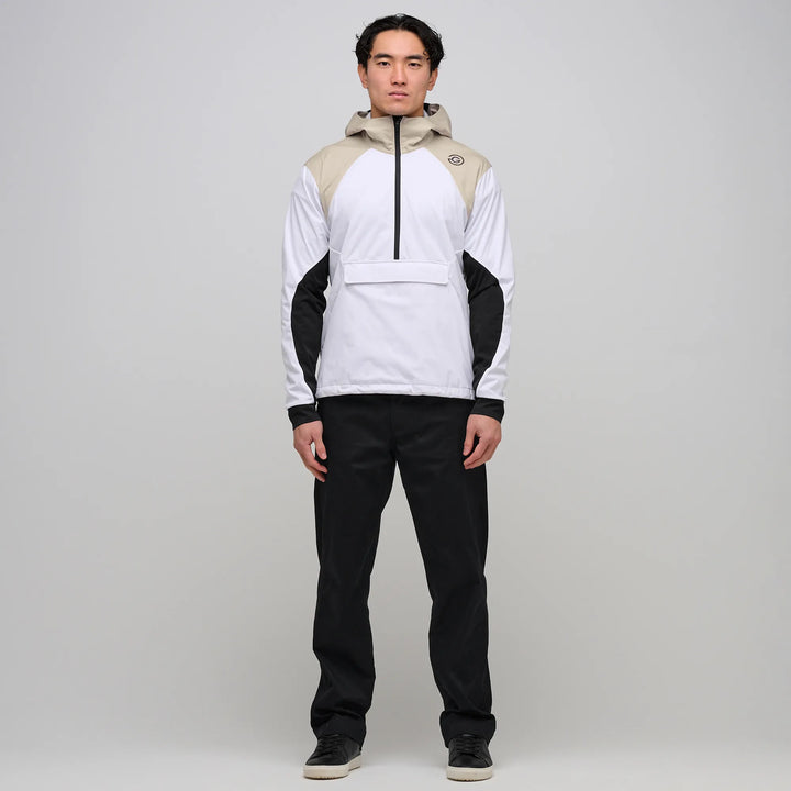 Linden is a Hooded Golf Windbreaker for Men in the color White/Sand(2)