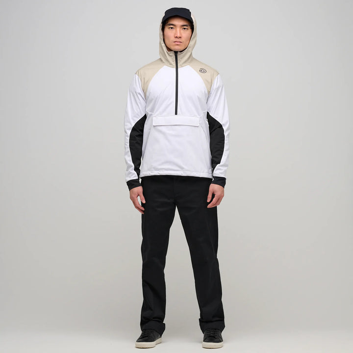 Linden is a Hooded Golf Windbreaker for Men in the color White/Sand(4)