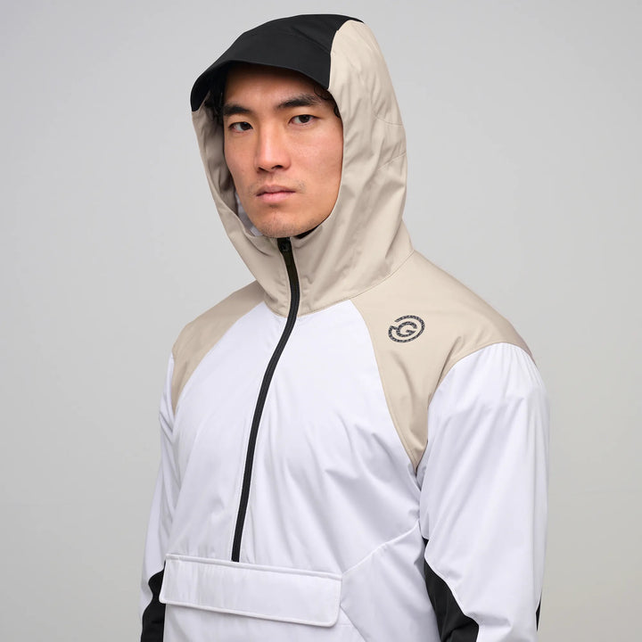 Linden is a Hooded Golf Windbreaker for Men in the color White/Sand(6)