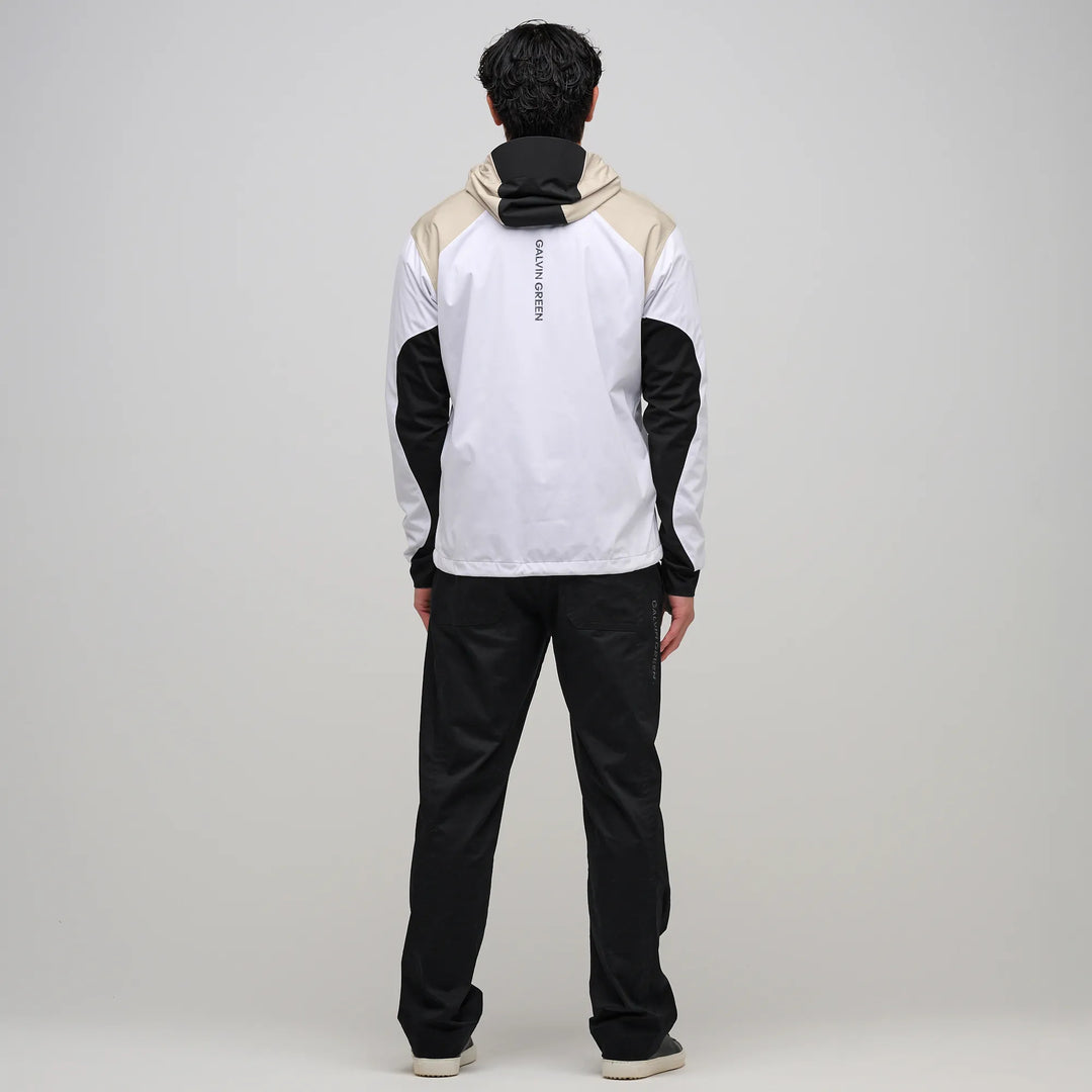 Linden is a Hooded Golf Windbreaker for Men in the color White/Sand(8)