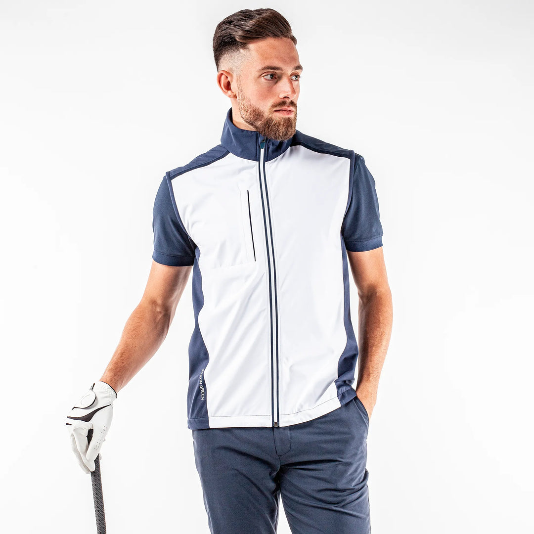 Lion is a Windproof and water repellent golf vest for Men in the color White(1)