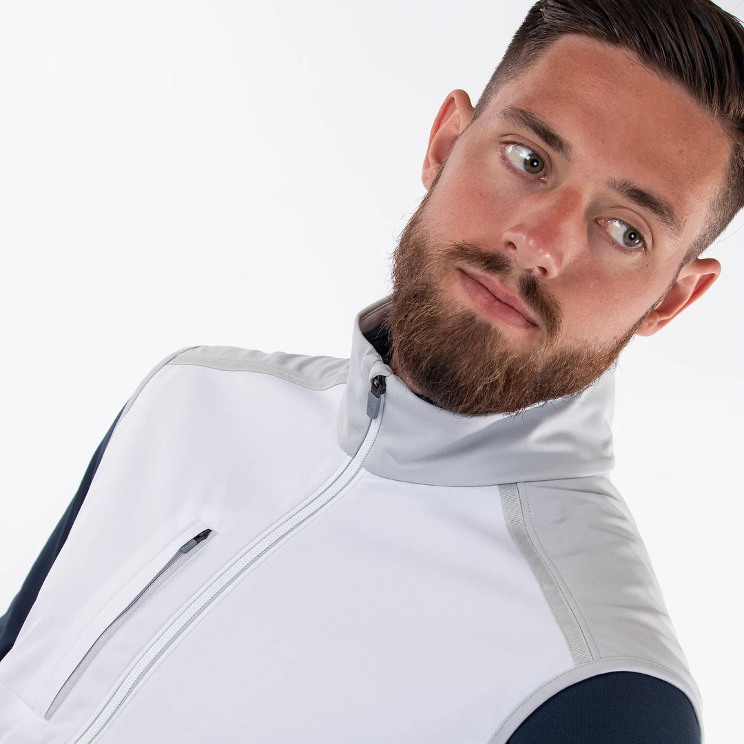 Lion is a Windproof and water repellent golf vest for Men in the color White base(5)