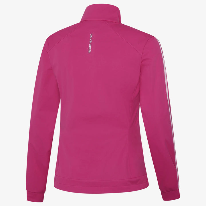 Lissy is a Windproof and water repellent golf jacket for Women in the color Fuchsia/White(1)