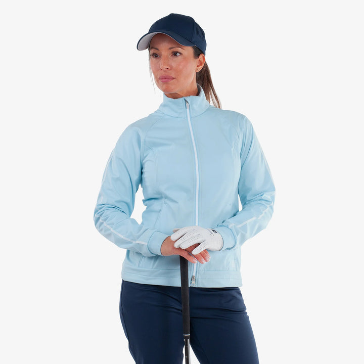 Lissy is a Windproof and water repellent golf jacket for Women in the color Crystal Blue/White(1)