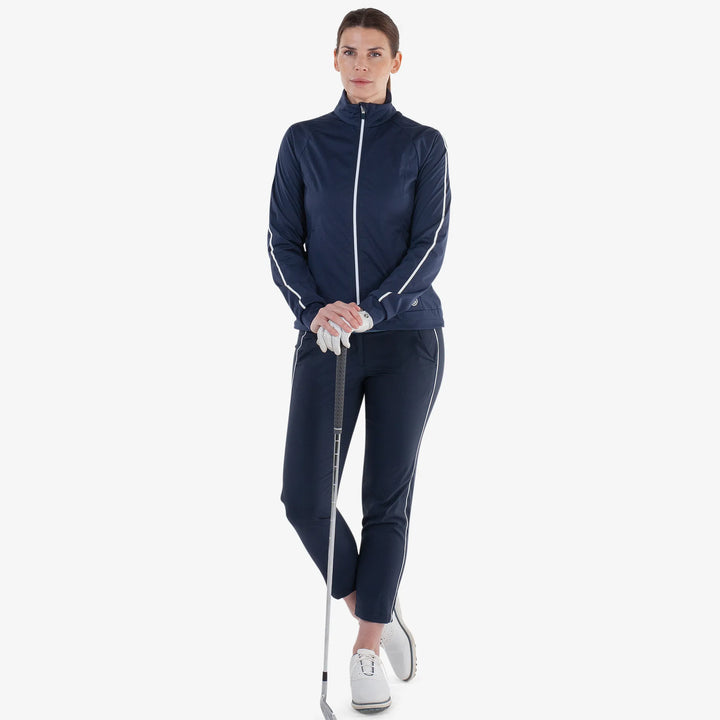 Lissy is a Windproof and water repellent golf jacket for Women in the color Navy/White(2)