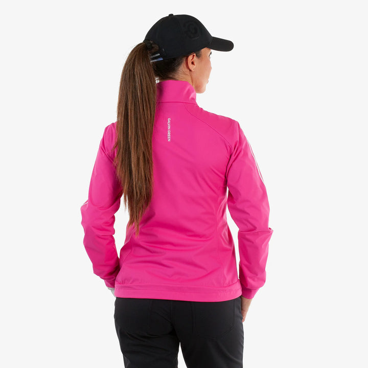 Lissy is a Windproof and water repellent golf jacket for Women in the color Fuchsia/White(4)