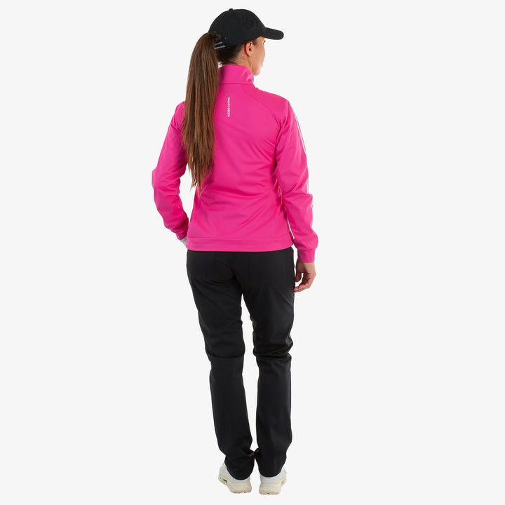 Lissy is a Windproof and water repellent golf jacket for Women in the color Fuchsia/White(5)