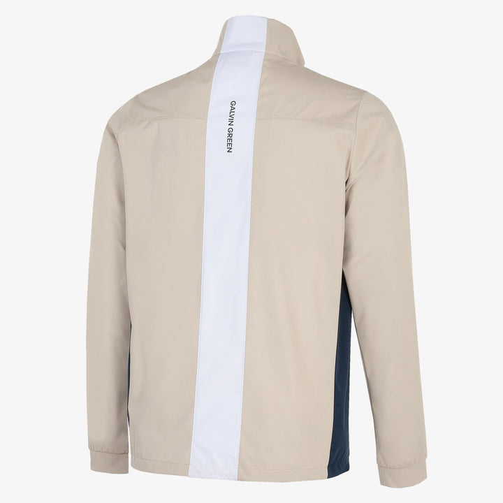 Lloyd is a Windproof and water repellent golf jacket for Men in the color Sand/Navy/white(1)