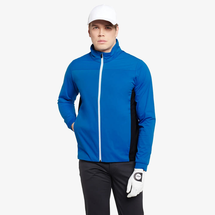 Lloyd is a Windproof and water repellent golf jacket for Men in the color Royal Blue/Black(1)