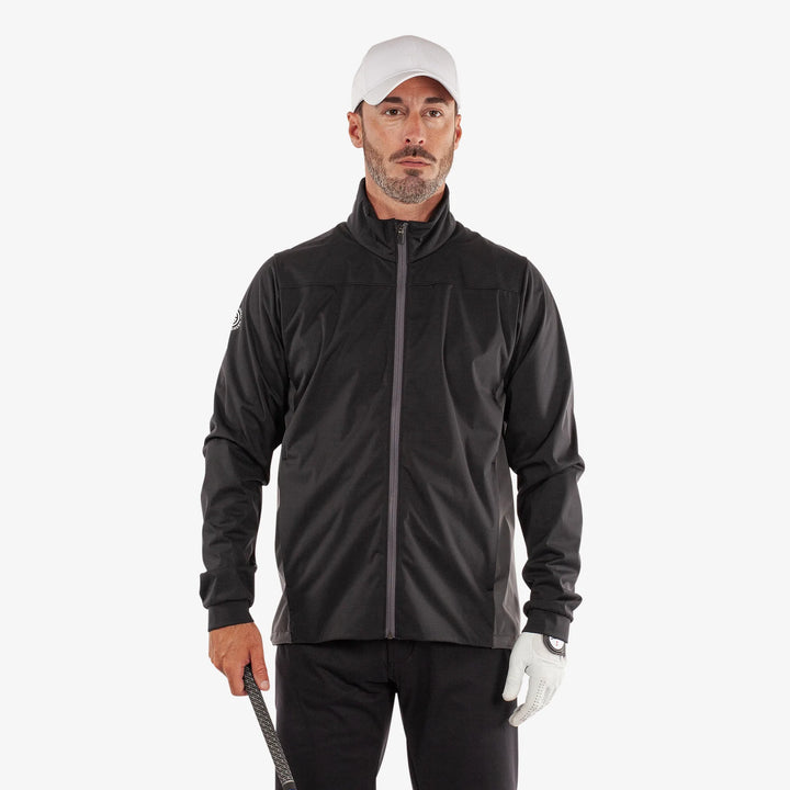 Lloyd is a Windproof and water repellent golf jacket for Men in the color Black/Forged Iron(1)