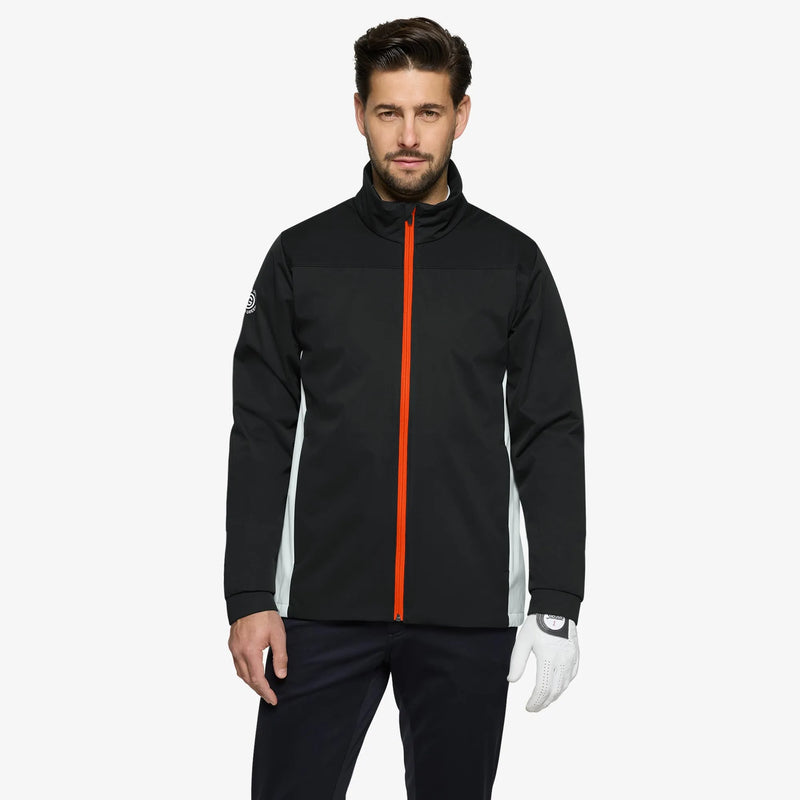 Lloyd is a Windproof and water repellent golf jacket for Men in the color Black/White/Orange(1)