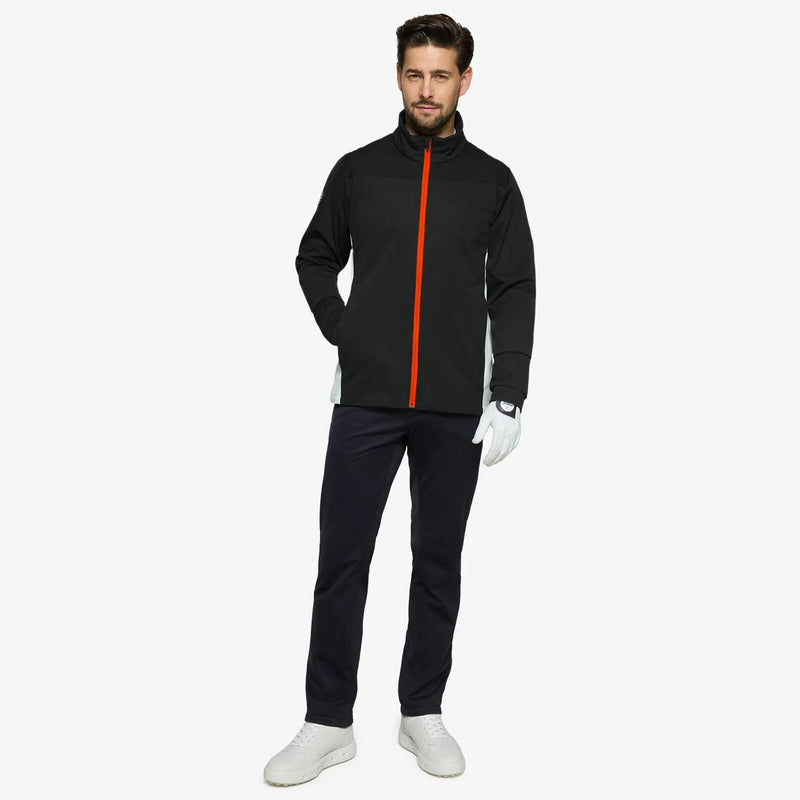 Lloyd is a Windproof and water repellent golf jacket for Men in the color Black/White/Orange(2)