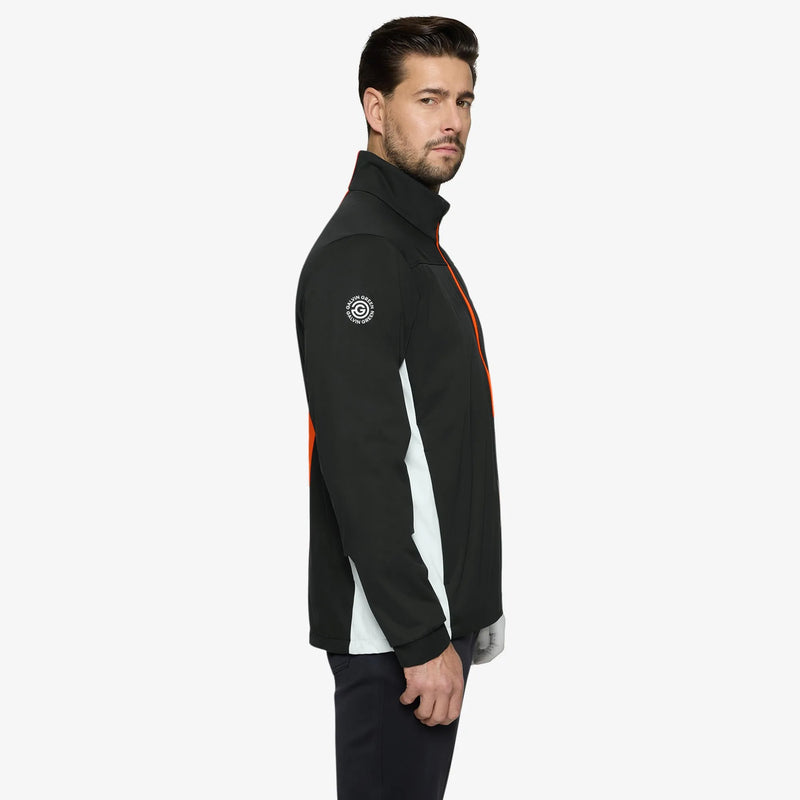 Lloyd is a Windproof and water repellent golf jacket for Men in the color Black/White/Orange(3)