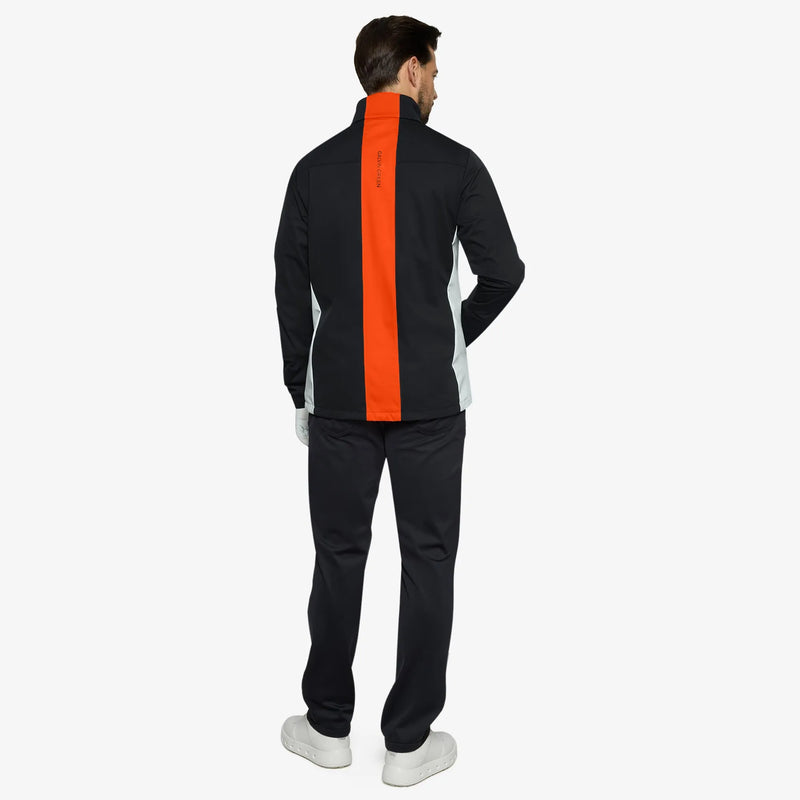 Lloyd is a Windproof and water repellent golf jacket for Men in the color Black/White/Orange(6)