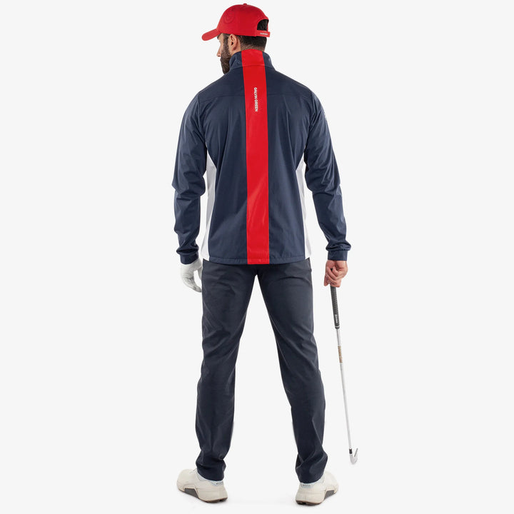 Lloyd is a Windproof and water repellent golf jacket for Men in the color Navy/Red/White(7)
