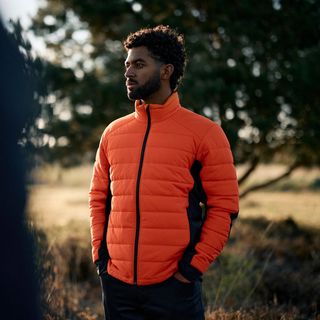 London is a Windproof and water repellent golf jacket for Men in the color Orange/Black(8)
