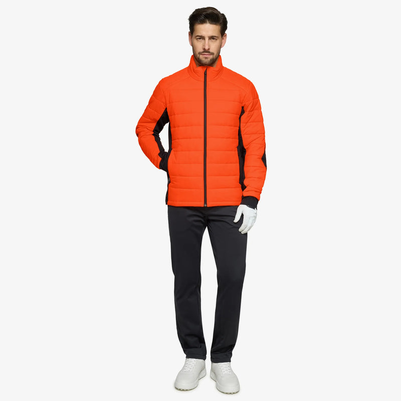 London is a Windproof and water repellent golf jacket for Men in the color Orange/Black(2)