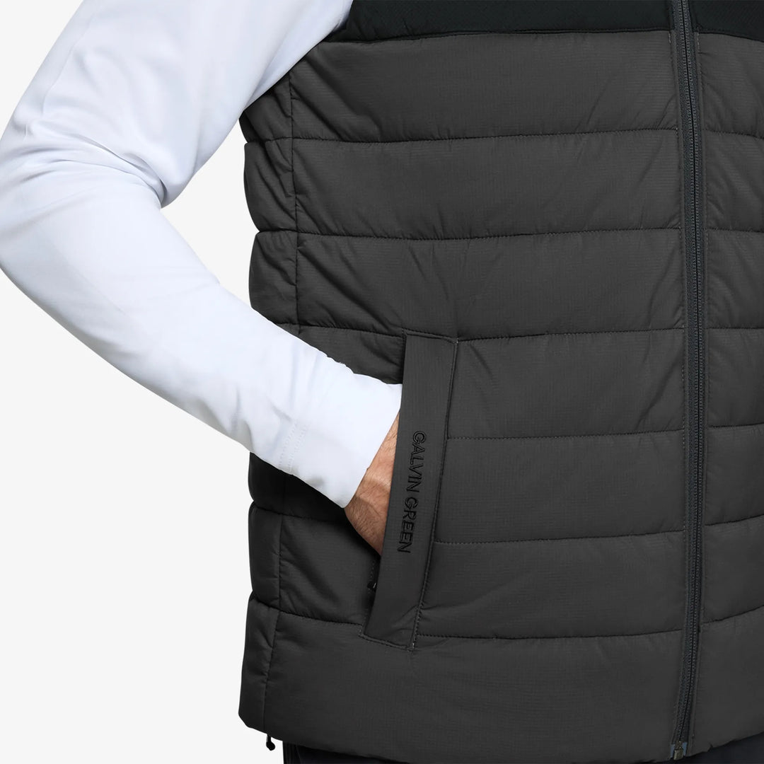 Luca is a Windproof and water repellent golf vest for Men in the color Forged Iron/Black (4)