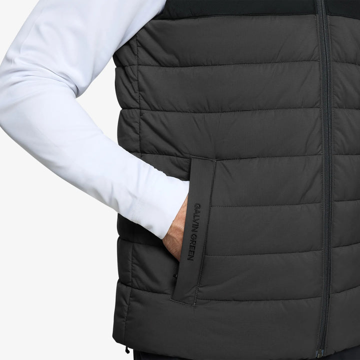 Luca is a Windproof and water repellent golf vest for Men in the color Forged Iron/Black (4)